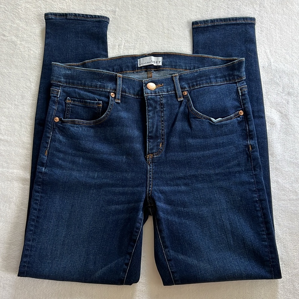 LOFT Dark Wash Skinny Crop Jeans